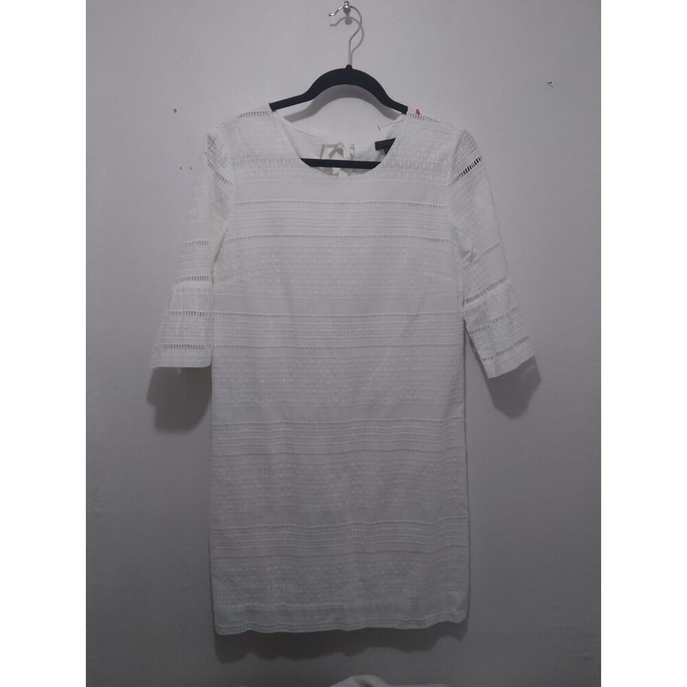 J Crew White Eyelet Shift Dress Womens Size 6 Lined Flutter Sleeve